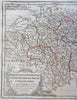 Berry Nevers Burgundy Lyon Bournon Franche-Comte France c. 1750 Vaugondy map