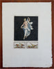 Female Nude Dancing Figure Birds Pompeii Italy c. 1760-90's engraved print