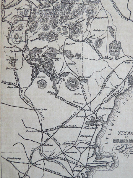 White Mountains Railroad Guide Dover Portland Boston c. 1876-81 travel route map