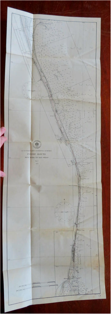 Cape Canaveral to Miami Florida Coastal survey route 1920 large nautical US map
