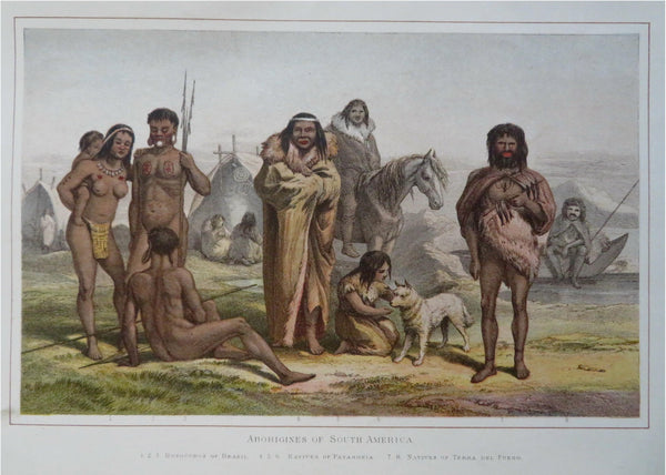 Indigenous South Americans Ethnic & Costume View Brazil Patagonia 1882 print