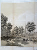 New York City Park Street Scene City View Churches Pedestrians 1855 litho print