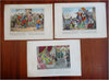 Christopher Columbus 1830-40's Print Lot x 3 Mutiny Spanish Monarchs hand color