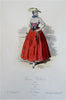 Women's Fashion England Holland 1840-60 Lot x 2 lovely hand color costume prints