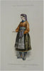 Scandinavian Fashion 1840-60 Lot x 5 lovely hand color costume prints