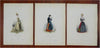 Augsburg Nuremburg Fribourg 1840-60 Lot x 3 lovely hand color costume prints