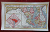Maryland & Washington D.C. inset 1853 Fanning charming hand colored state map
