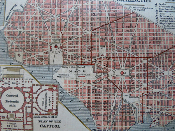 Washington D.C. City Plan Government Buildings Capitol Floor Plan 1853 nice map