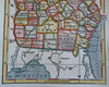 Georgia state 1853 Fanning charming miniature hand colored map