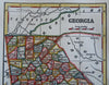 Georgia state 1853 Fanning charming miniature hand colored map