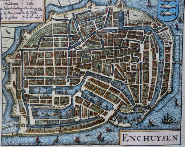 Enkhuizen Netherlands West-Frisia 1685 Guicciardini miniature city plan map