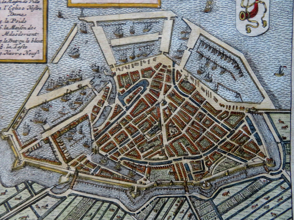Hoorn North Holland Netherlands City Plan Coat of Arms 1685 engraved map