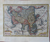 Asia China strongly distorted w/ Korea Island 1661 Jansson hand colored map
