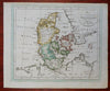 Kingdom of Denmark scarce 1818 Walch map Sjaelland Jylland Fyn Copenhagen