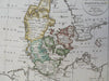 Kingdom of Denmark scarce 1818 Walch map Sjaelland Jylland Fyn Copenhagen