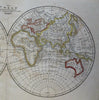 World Map in Double Hemispheres Australia Africa Europe Asia 1826 hand color map