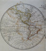 World Map in Double Hemispheres Australia Africa Europe Asia 1826 hand color map