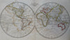 World Map in Double Hemispheres Australia Africa Europe Asia 1826 hand color map