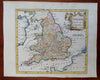 England & Wales United Kingdom c.1750 Kitchin engraved hand color decorative map