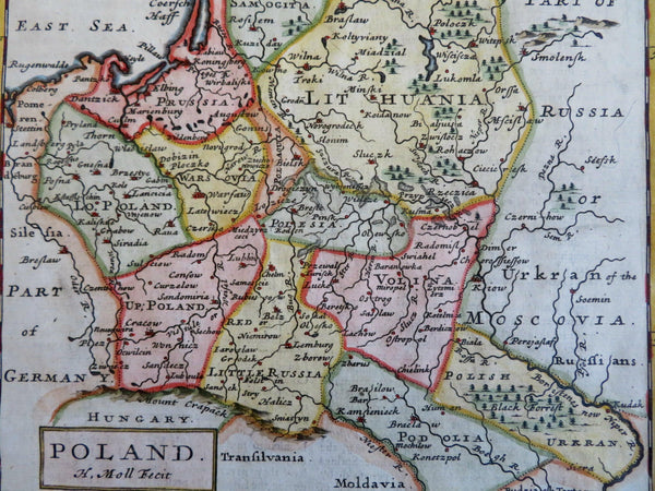Poland Lithuania Prussia Warsaw Krakow Vilnius Danzig Konigsberg 1701 Moll map