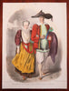 French Costume Prints Men's & Women's Fashion c. 1840-60 Lot x 5 prints