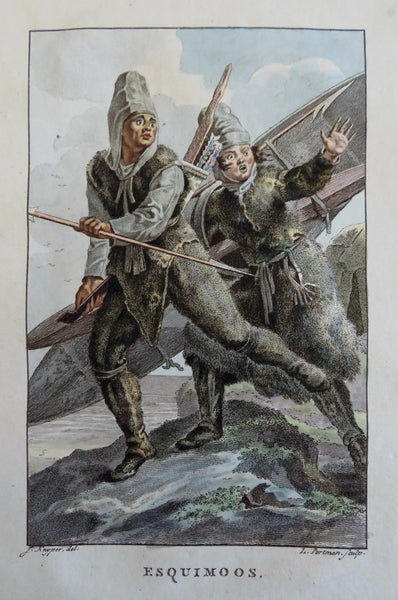 Esquimaux Eskimo Canada Hunting Arctic Wear Fashion c. 1805 ethnic view print