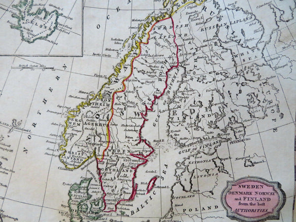 Scandinavia Sweden Norway Denmark Finland Iceland 1806 Barlow engraved map