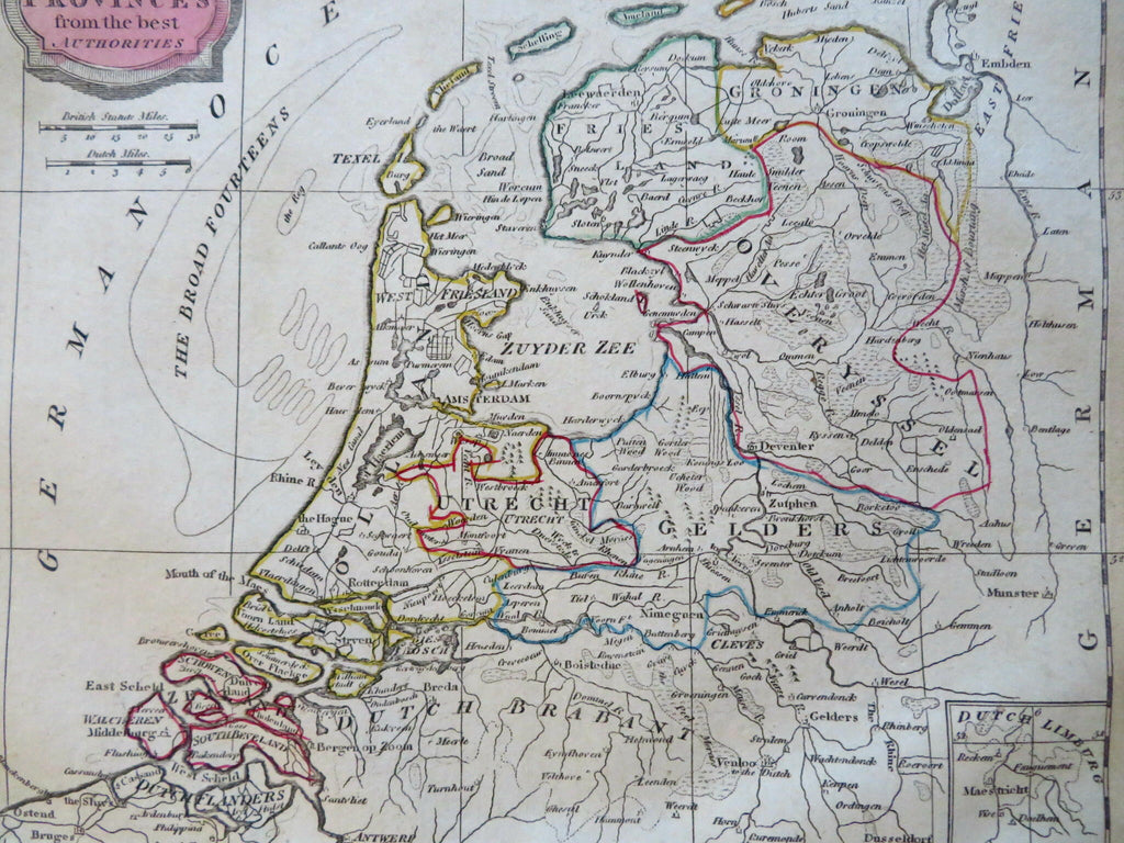 Seven United Provinces Netherlands Holland 1807 scarce Barlow hand color Map