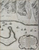 Messina Sicily Italy City & Harbor Plan c.1745 Basire large engraved battle map