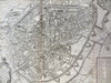 Brussels Brabant Belgium Bruxelles 1745 Basire large fine engraved city plan map
