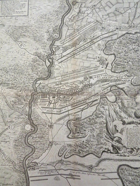 Battle of Hochstet War of Spanish Succession c. 1745 Basire engraved battle plan