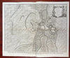 Bouchain Nord France Hainault Scheld City Plan c. 1745 Basire large battle map