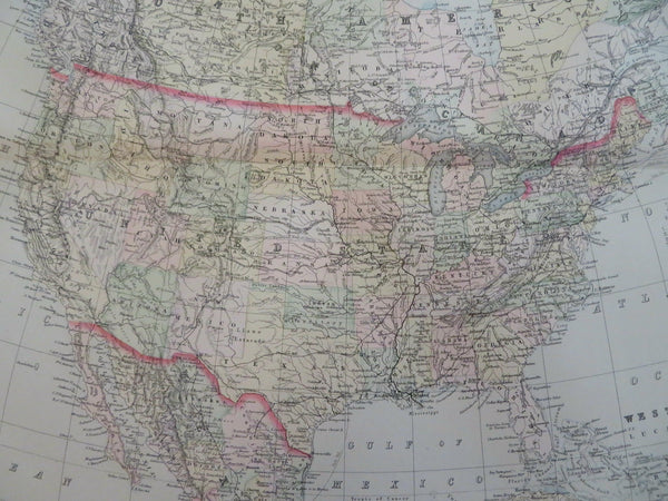 North America United States Mexico Canada Caribbean 1895 Bradley large HC map