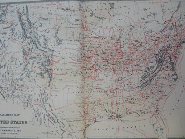 United States Railroad & Steamship Lines Travel 1895 Bradley map