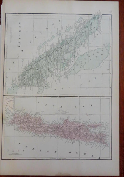 Java & Sumatra Indonesia West Indies Islands Jakarta 1895 Bradley map