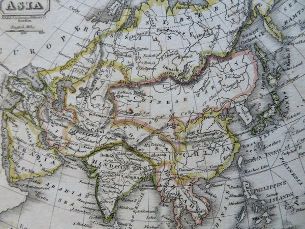 Asia China Japan Korea Russia India Iran 1824 Cummings Hilliard scarce map