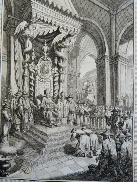 Chinese Emperor Qing Chine Throne Room Ceremony 1749 Tardieu engraved print
