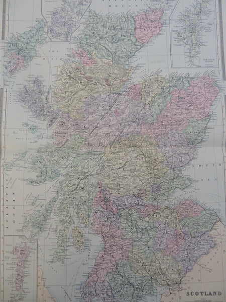 Scotland United Kingdom Edinburgh Aberdeen Glasgow Shetland 1895 Bradley lg. map