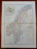 Sweden & Norway Scandinavia Stockholm Oslo Trondheim 1895 Bradley map