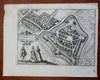 Landrecies France City Plan Fortifications c. 1640 Blaeu engraved city plan