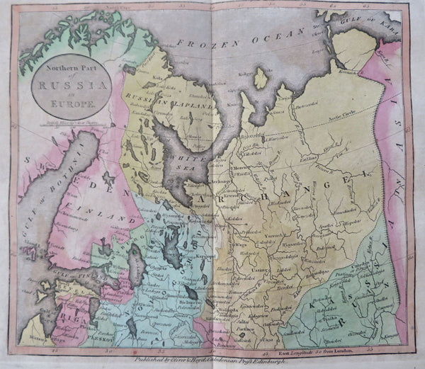 Northern Russian Empire Finland Baltic States c. 1801 Oliver & Boyd rare map
