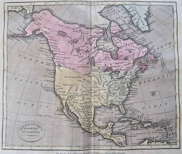 North America Canada United States Mexico c. 1801 Oliver & Boyd rare map