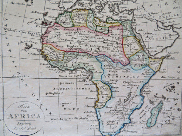 Africa Continent Guinea Congo Angola Egypt Abysinnia 1818 Walch engraved map
