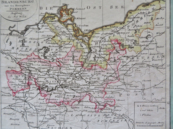 Brandenburg Altmark Neumark Prussia Pomerania Berlin Magdeburg 1818 Walch map