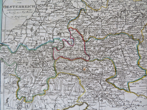 Hapsburg Austria Tyrol Steyermark Salzburg Vienna Alps 1818 Walch map