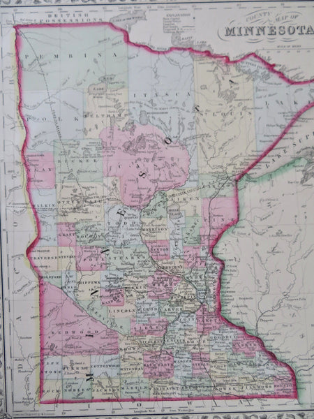 Minnesota Twin Cities Minneapolis St. Paul Duluth Red Lake 1870 Mitchell map