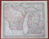 Wisconsin & Michigan Great Lakes 1871 Mitchell map