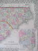 North & South Carolina state maps Charleston city plan 1870 Mitchell map