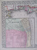 Florida state w/ Mobile Alabama 1870 Mitchell hand color map