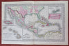 Mexico Central America Hawaii Jamaica Panama Railroad Bermuda 1870 Mitchell map